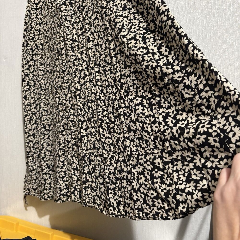 Vintage Limited America Dress Black White Flower Tie 90s Cottage Granny Y2K 6 - Picture 9 of 11